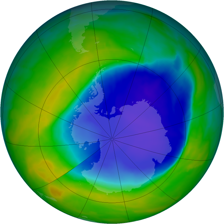 Antarctic ozone map for 01 November 2008